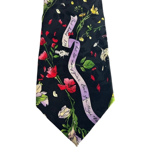 Nicole Miller Novelty Neck Tie Silk Wedding Theme Champagne Cake Floral Guests - Picture 3 of 14